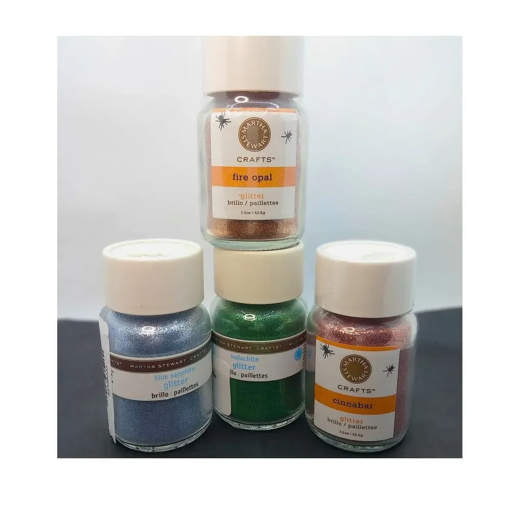 Martha Stewart Glitter 4 Large Bottles DIY Mixed Lot Blue Orange Green Copper